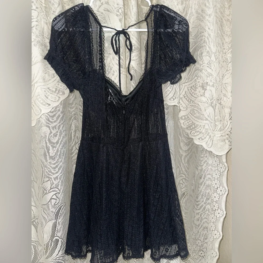 Urban Outfitters Lacy Little Black Baby Doll Dress Size Medium - Picture 4 of 6
